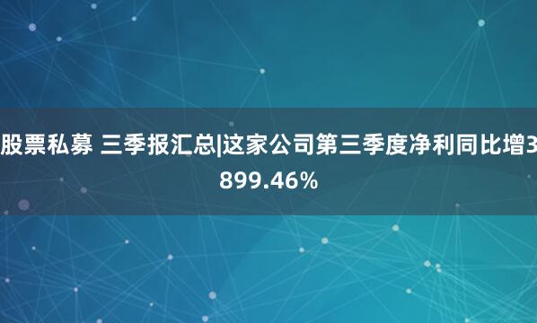 股票私募 三季报汇总|这家公司第三季度净利同比增3899.46%